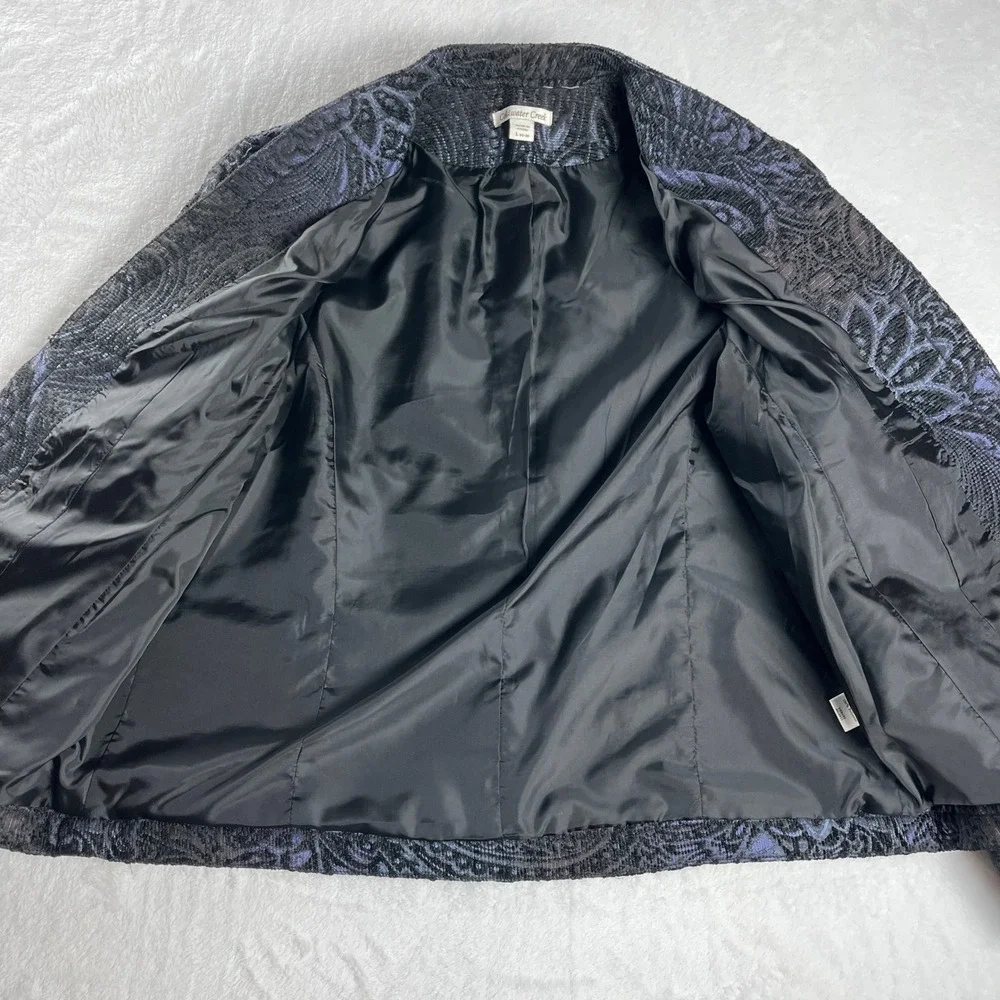 Coldwater Creek Paisley Jacquard Blazer L 14-16‎ Black Blue Jacket